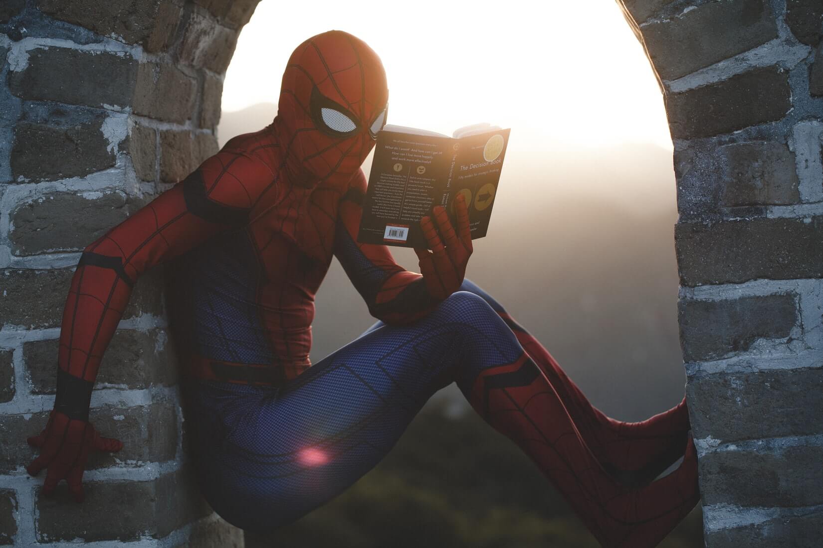 Spider-Man having a read